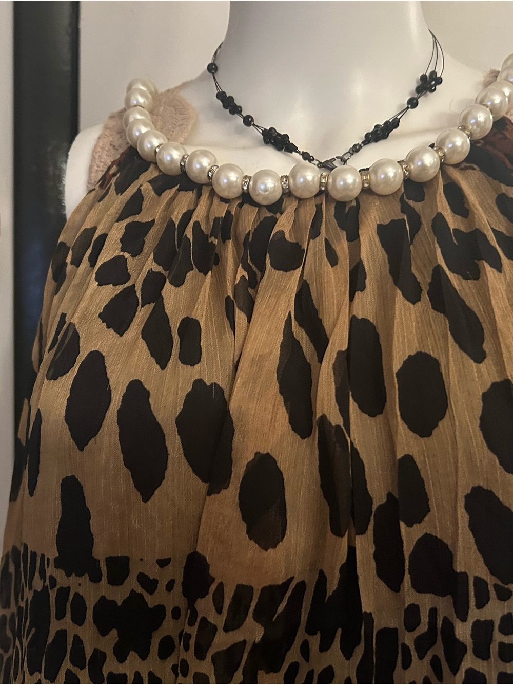Leopard Print Sleeveless Top in Tan and Black